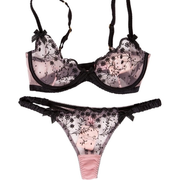 🌹Agent Provocateur AMBROSE - RARE! Pink/black 3pc 36A / MED - Picture 5 of 11